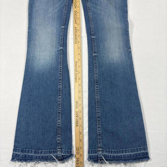 H&M Womens Jeans 20 Flare Low Rise Raw Hem Y2K 90s Grunge Plus Size Vintage Deni - Picture 8 of 16